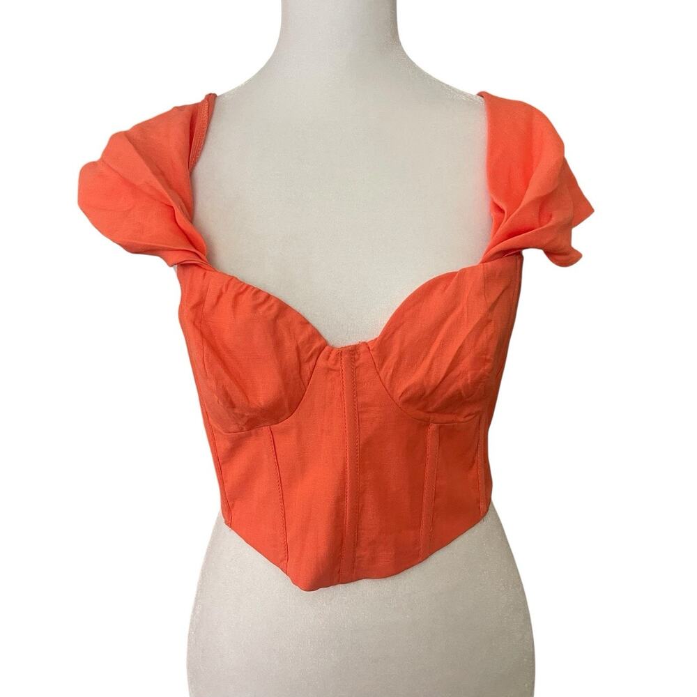 Hello Molly Medium US 8 This Magic Moment Blouse Orange Corset Top Crop